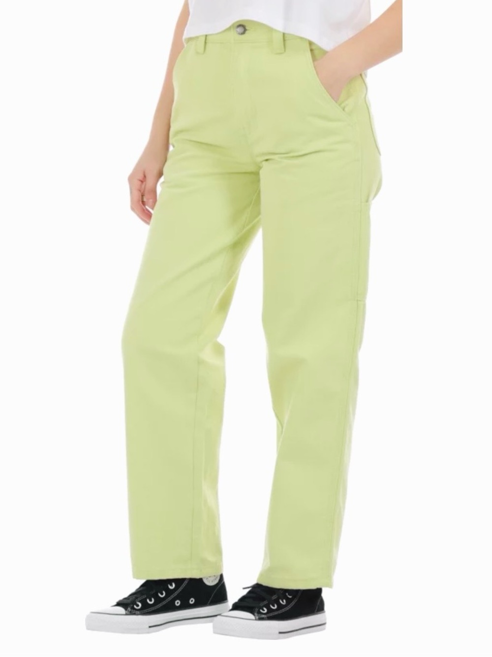 DICKIES NWT DUCK CANVAS PANTS stonewash pale green (citron) Sz 4 Carpenter